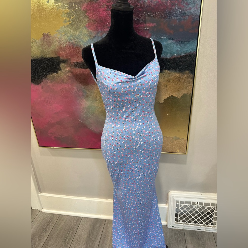 Floral Blue Maxi Skirt - Picture 2 of 4